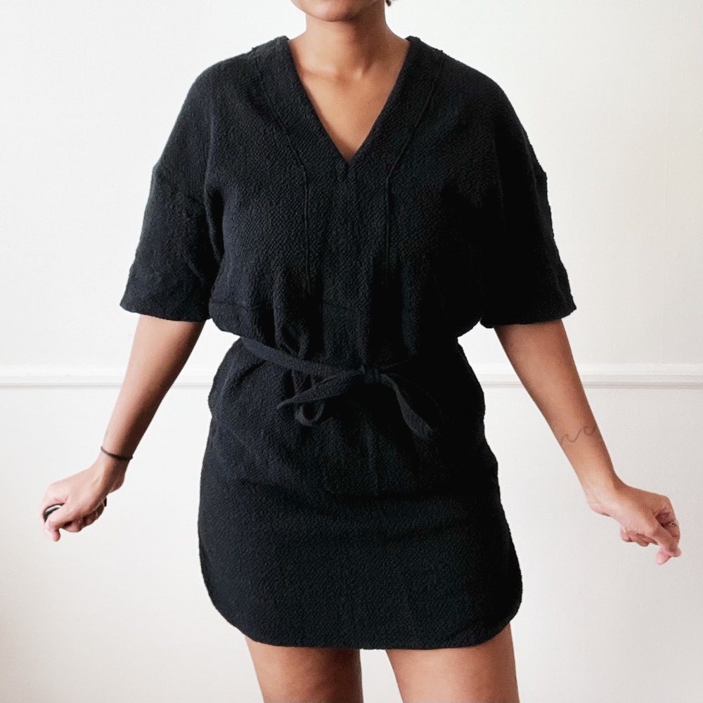 Pomandère black textured shift dress